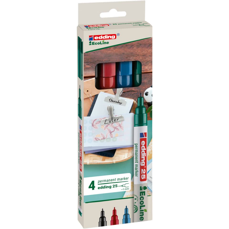 25 Permanentmarker EcoLine - nachfüllbar, 1 - 5 mm, sortiert