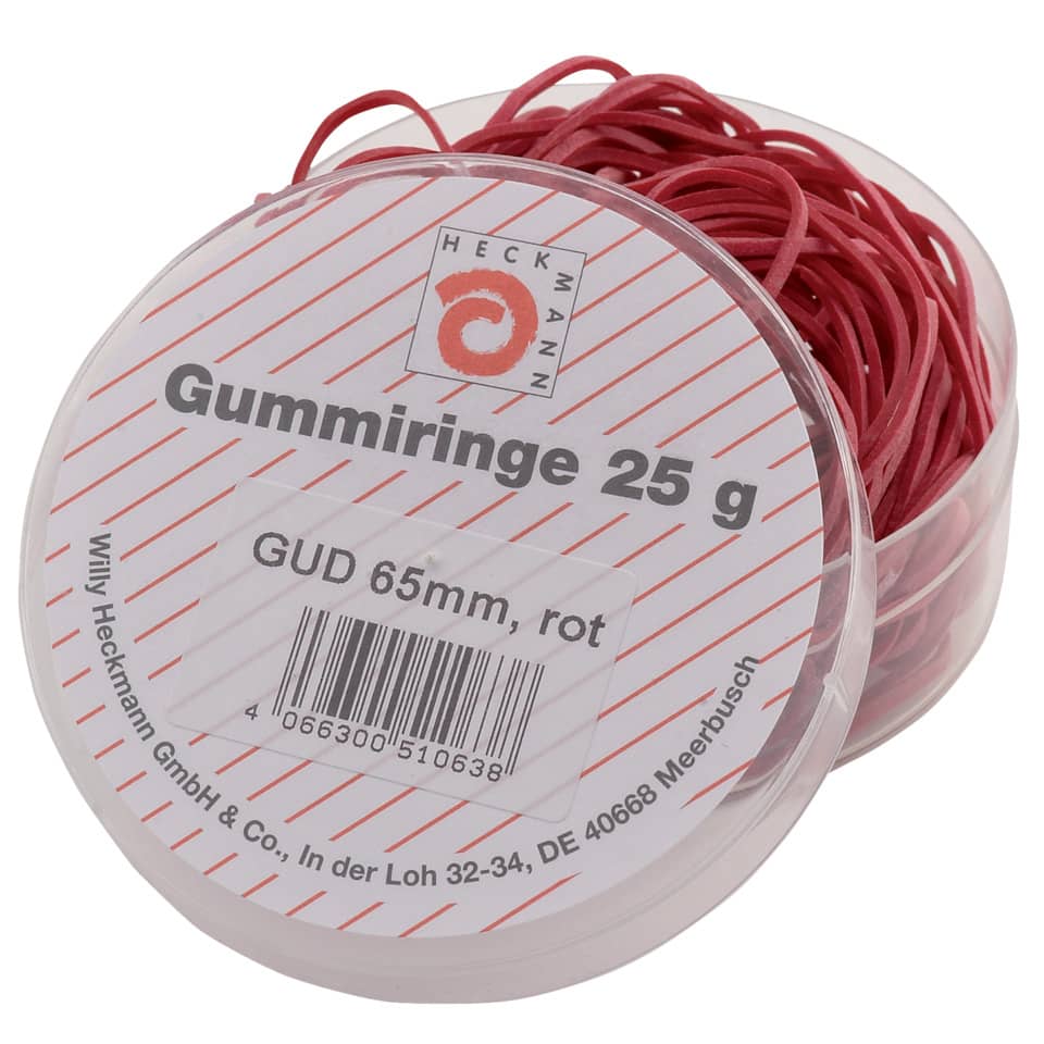 Gummiringe - Ø65 mm, Dose mit 25g, rot