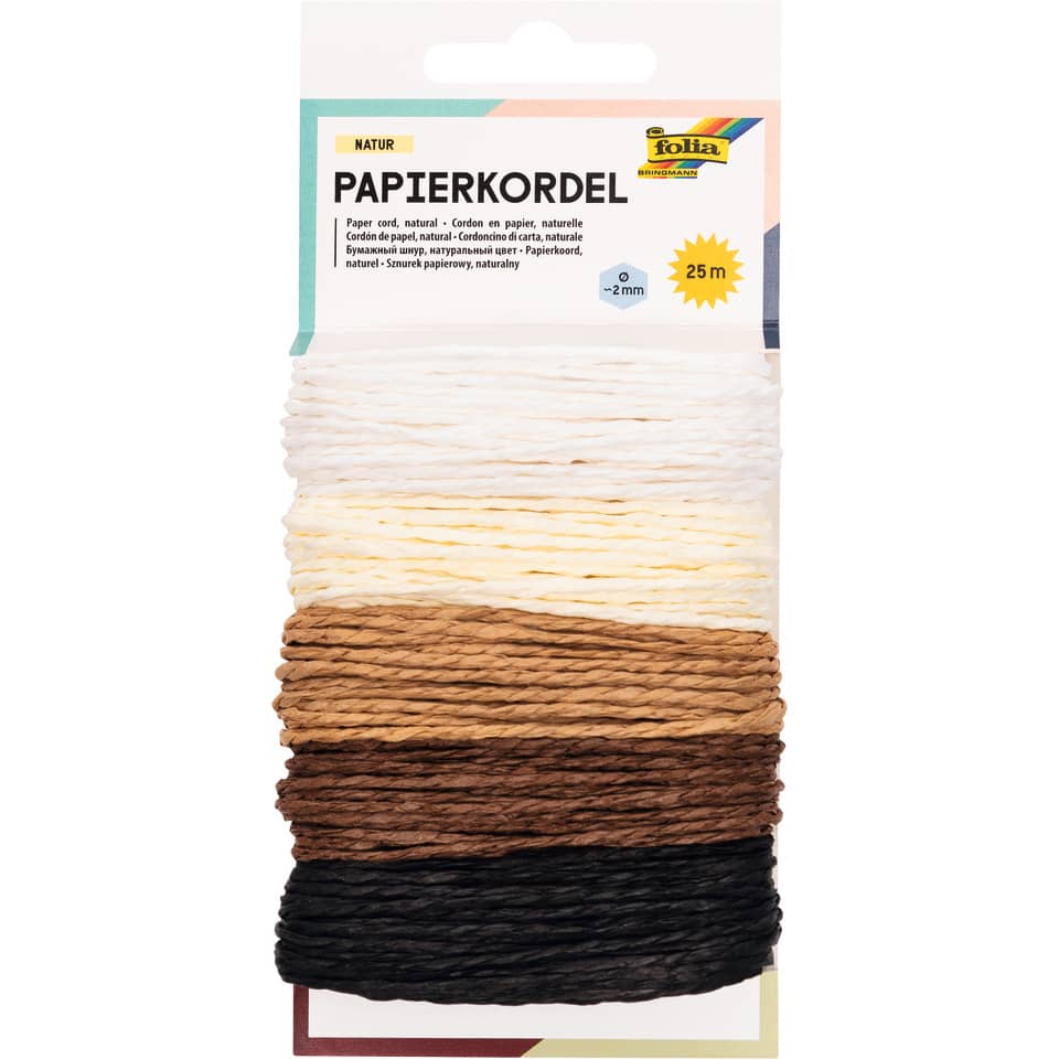 Papier-Kordel "Natur" - 5x 5m, sortiert