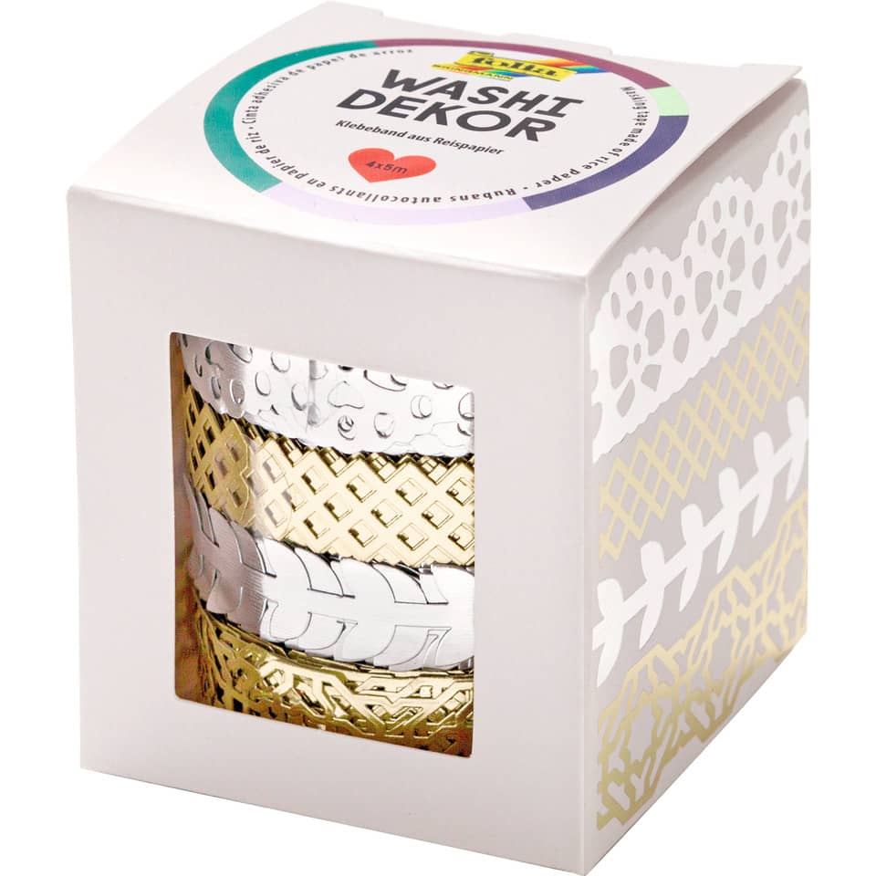 Klebefilm Washi-Tape Hotfoil - 4 Rollen, silber/gold