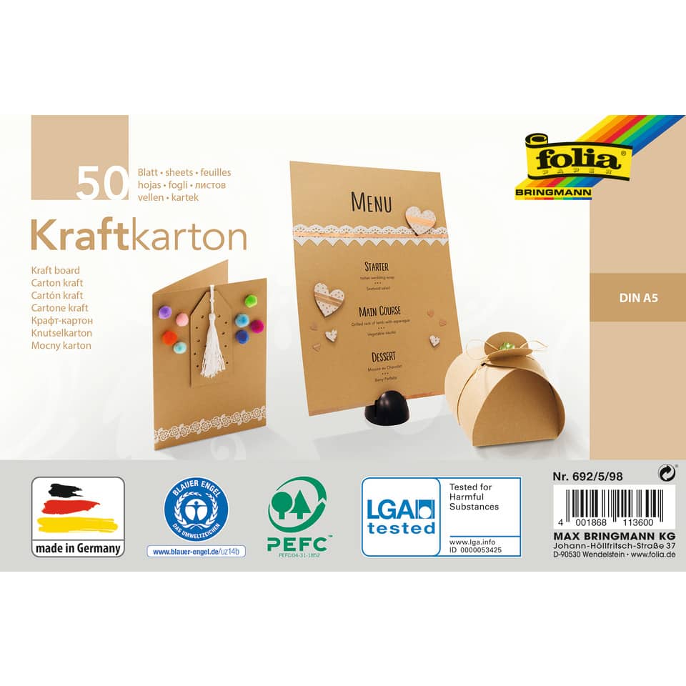 Kraftpapier - natur, A5, 230 g/qm, 50 Blatt