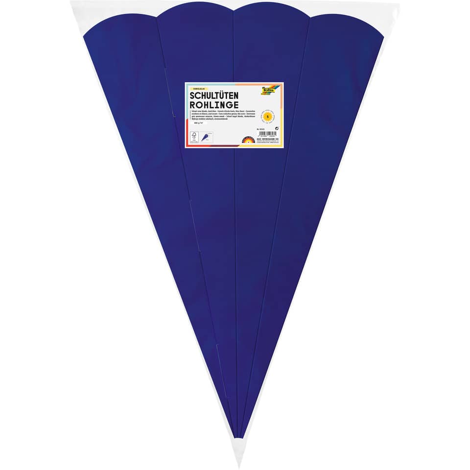 Schultüten Rohling - 68 cm, sechseckig, dunkelblau, 5er Pack