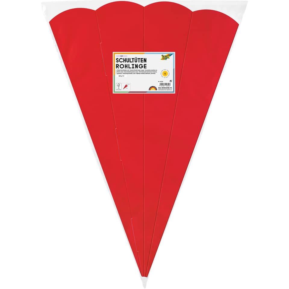 Schultüten Rohling - 68 cm, sechseckig, rot, 5er Pack