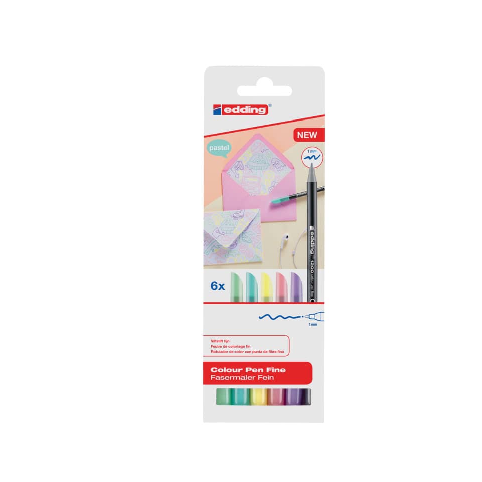 1200 Fasermaler colourpen - 1 mm, pastell, 6 Farben sortiert