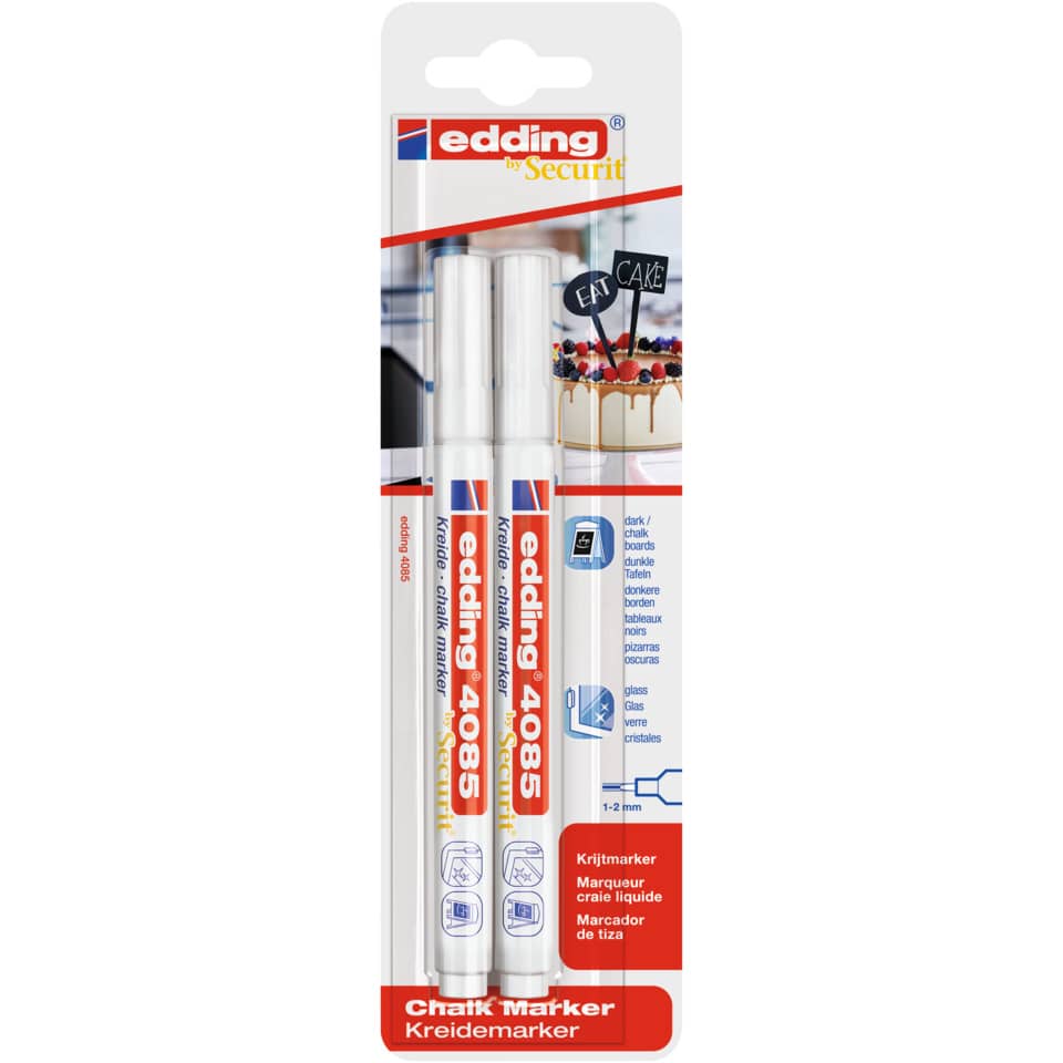 4085 Kreidemarker - 1 - 2 mm, 2er Bister, weiß