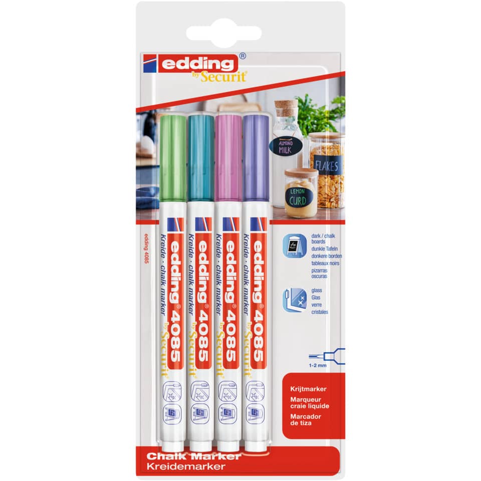 4085 Kreidemarker - 1 - 2 mm, 4er Bister, metallic sortiert