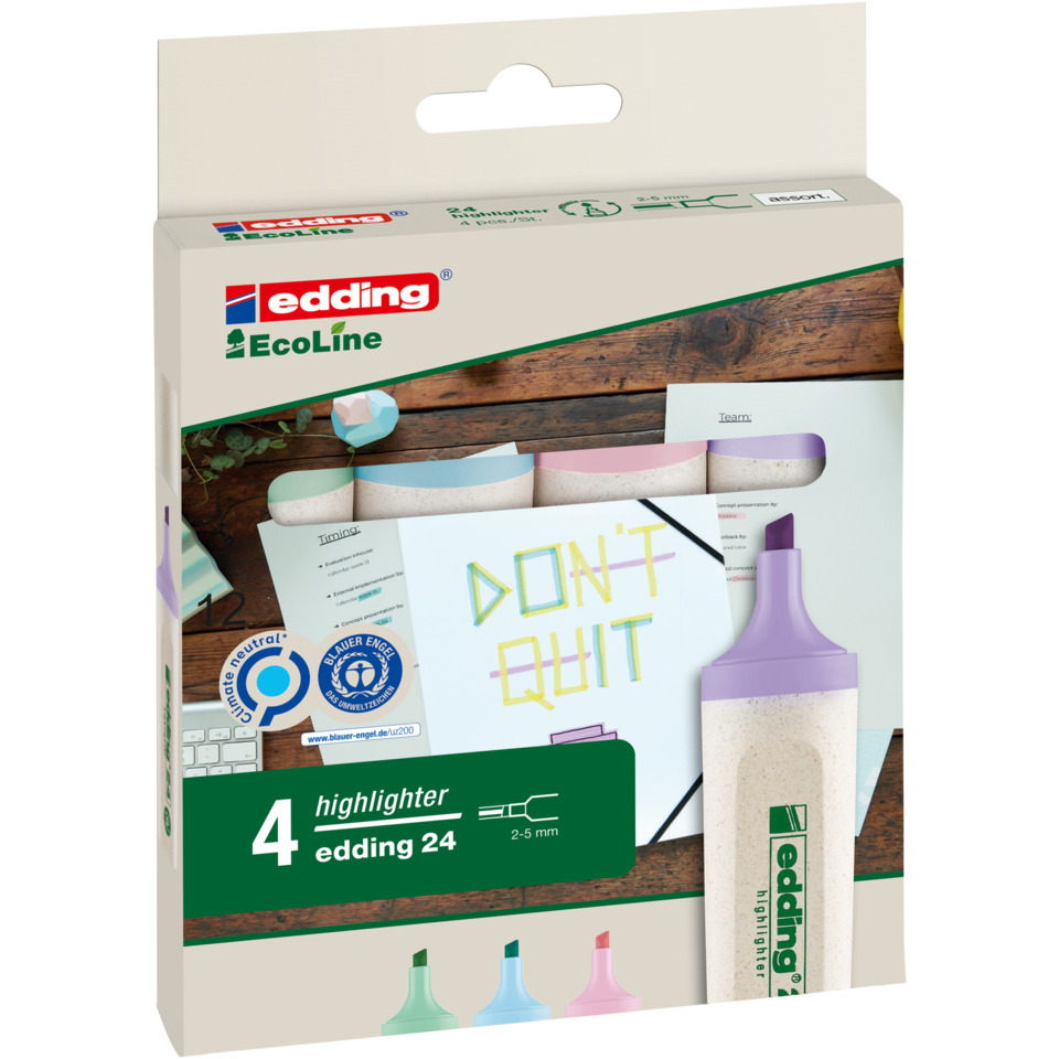 24 EcoLine Textmarker - nachfüllbar, pastell sortiert