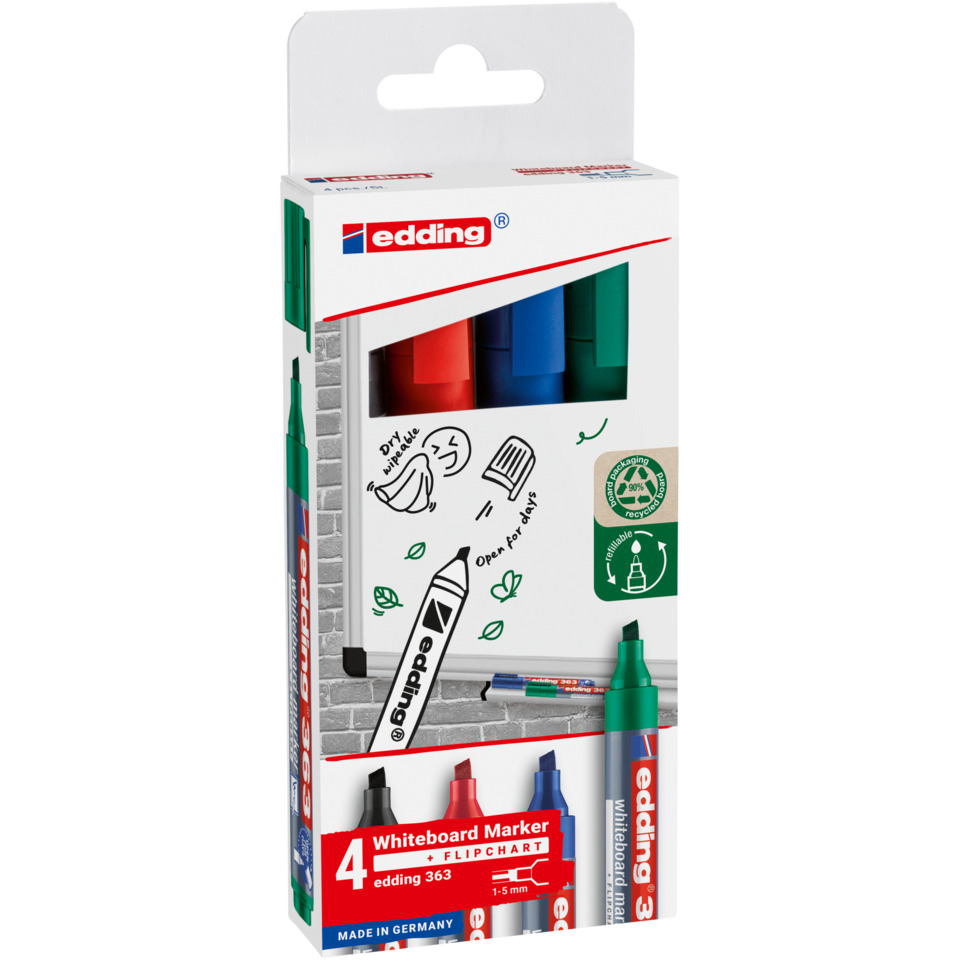 363 Boardmarker - nachfüllbar, 1 - 5 mm, 4 Stück, sortiert