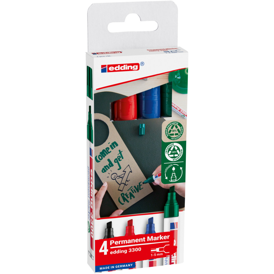 3300 Permanentmarker - nachfüllbar, 1 - 5 mm, Etui mit 4 Farben