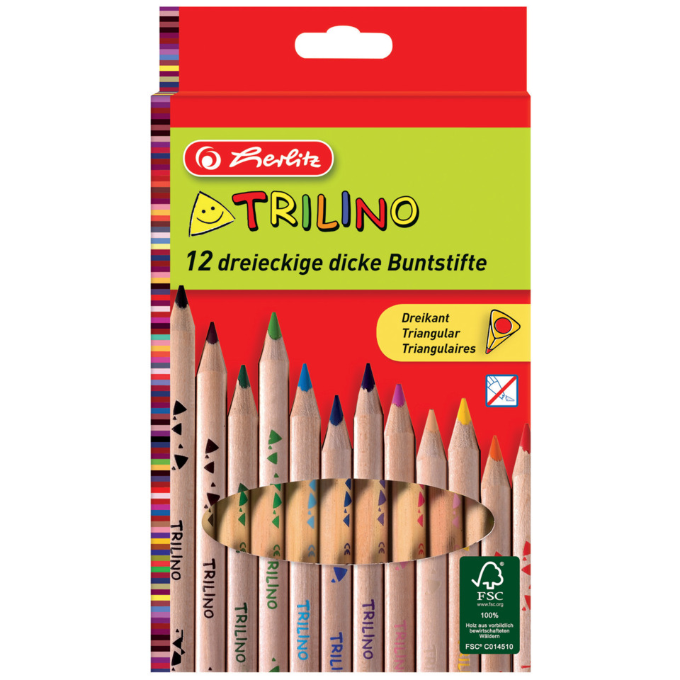 Farbstifte Trilino - 12er Pack sortiert, dreikant