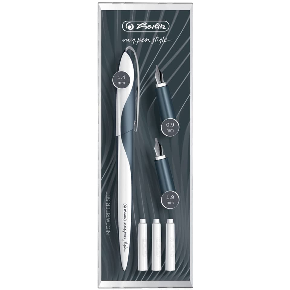 Calligraphy-Set - drei Griffstücken (0,9/1,4/1,9 mm), Füllhalter, Metall