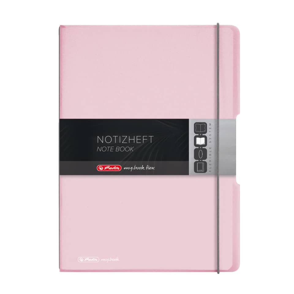 Schulheft Notizheft - A4, kariert/liniert, 80 Blatt, Motiv Rosé