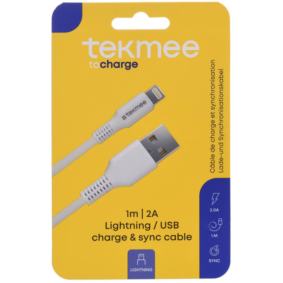 Ladekabel USB-A/Lightning Nylon weiß