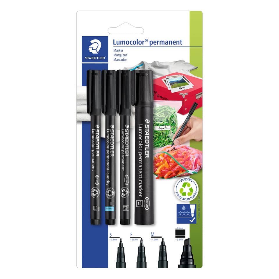 Büroset Lumocolor® Marker Set 2 - permanent, schwarz