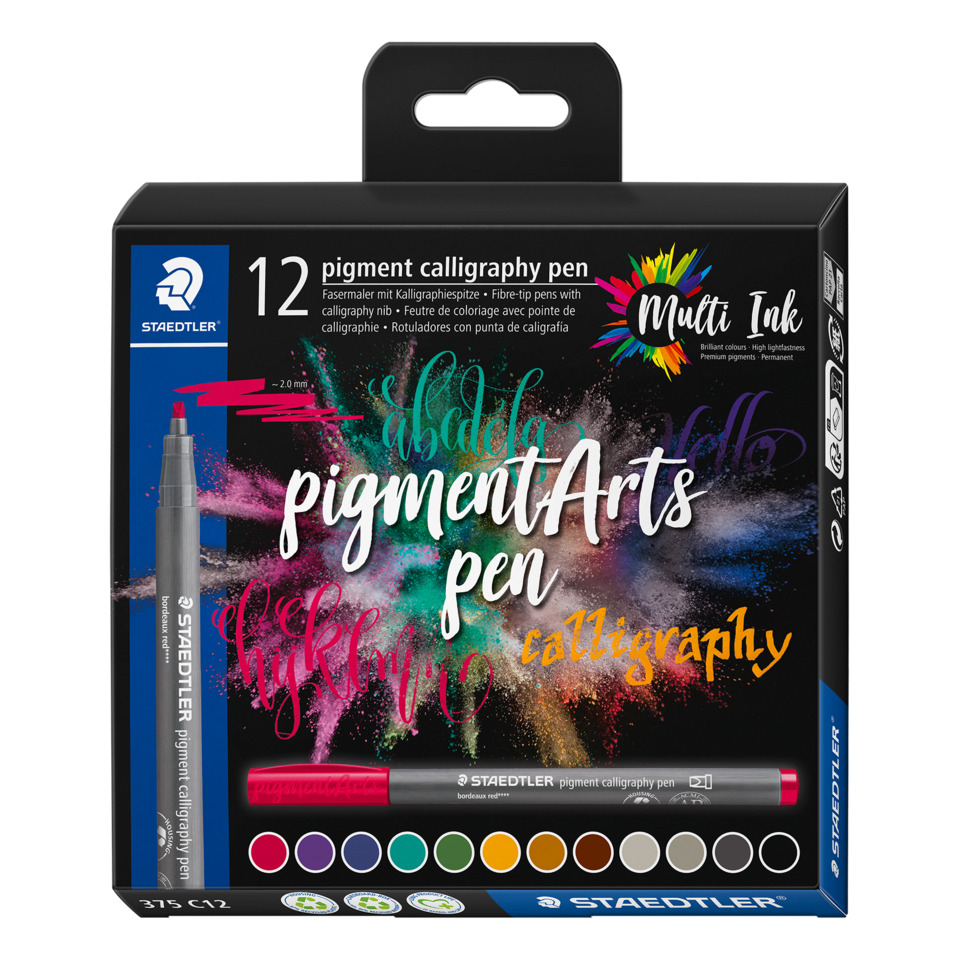 Fasermaler pigment calligraphy - 12 Farben sortiert