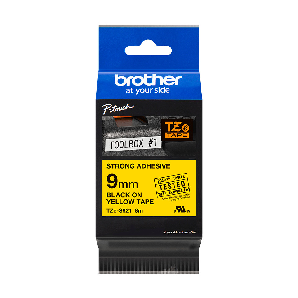 Original Brother DirectLabel schwarz auf gelb extra stark Laminat (TZE-S621)