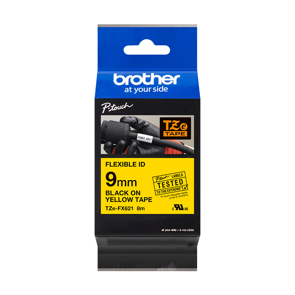 Original Brother DirectLabel schwarz auf gelb Laminat (TZE-FX621)