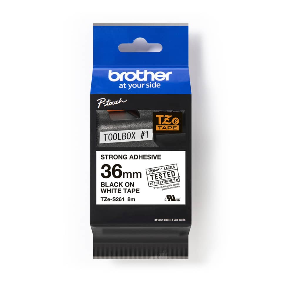 Original Brother DirectLabel schwarz auf weiss extra stark Laminat (TZE-S261)