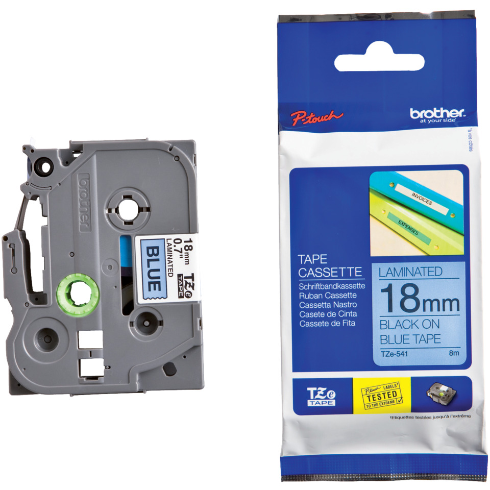 Original Brother DirectLabel schwarz auf blau Laminat (TZE-541)