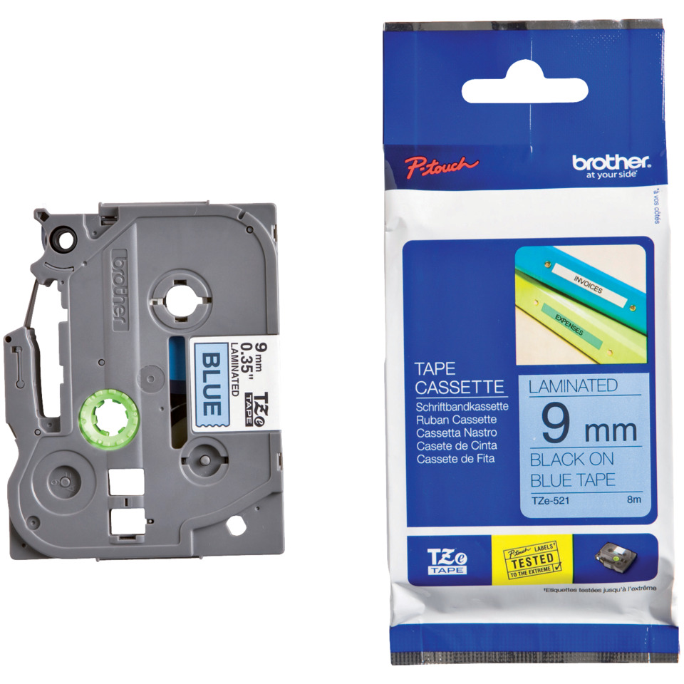 Original Brother DirectLabel schwarz auf blau Laminat (TZE-521)
