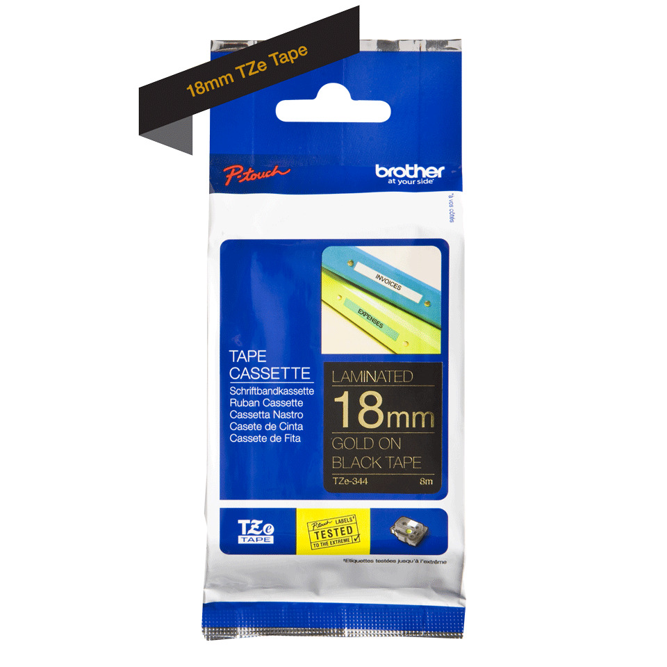 Original Brother DirectLabel gold auf schwarz Laminat (TZE-344)
