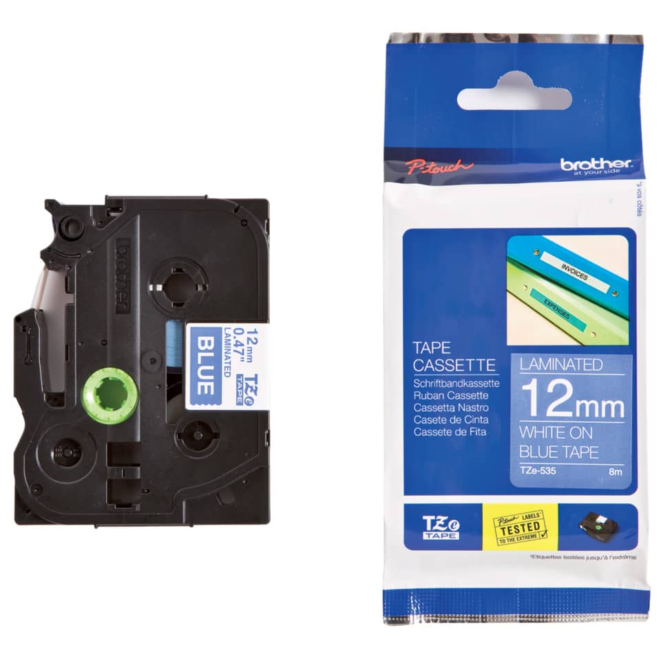 Original Brother DirectLabel weiss auf blau Laminat (TZE-535)