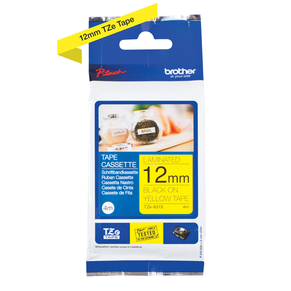 Original Brother DirectLabel schwarz auf gelb Laminat (TZE-631S)