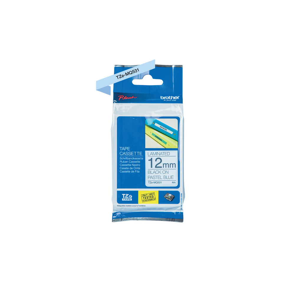 TZe-MQ531 Schriftbandkassette - laminiert, 12 mm x 4 m, schwarz auf pastell blau