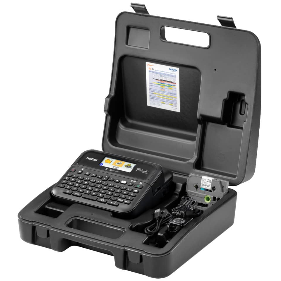 Beschriftungsgerät P-touch D610BT - Farbdisplay und USB-/Bluetooth-Schnittstelle, Hartschalenkoffer, schwarz
