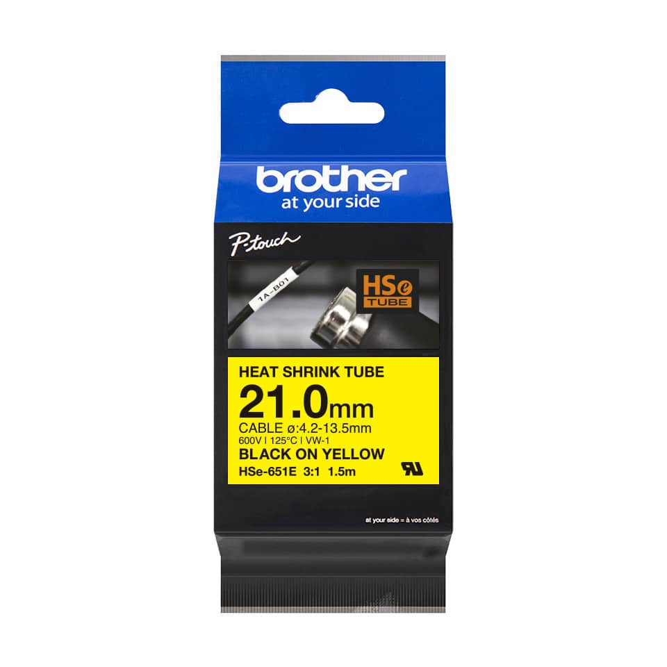 Original Brother Heissschrumpfschlauch schwarz auf gelb (HSE-651E)