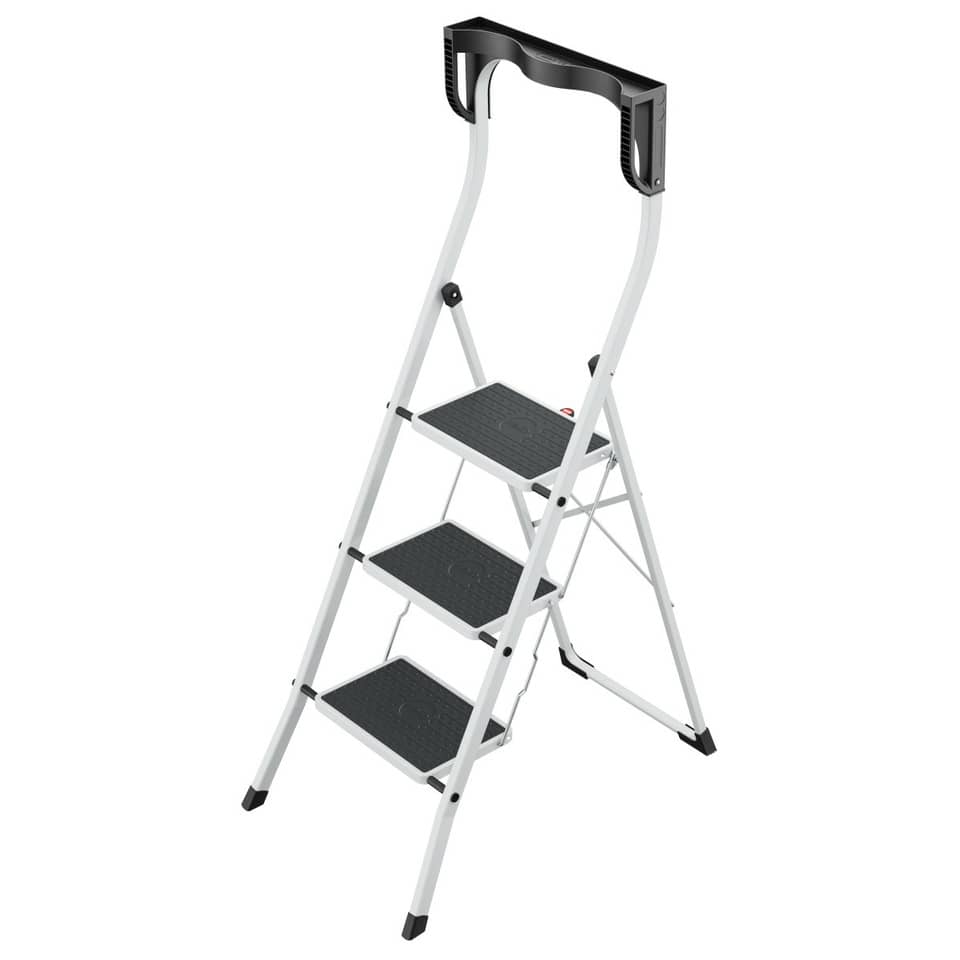 Trittleiter Stahl K75 ComfortLine - 3 Stufen, weiß