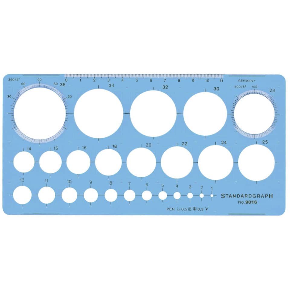 Schablone 9016 mit 25 Kreisen, blau