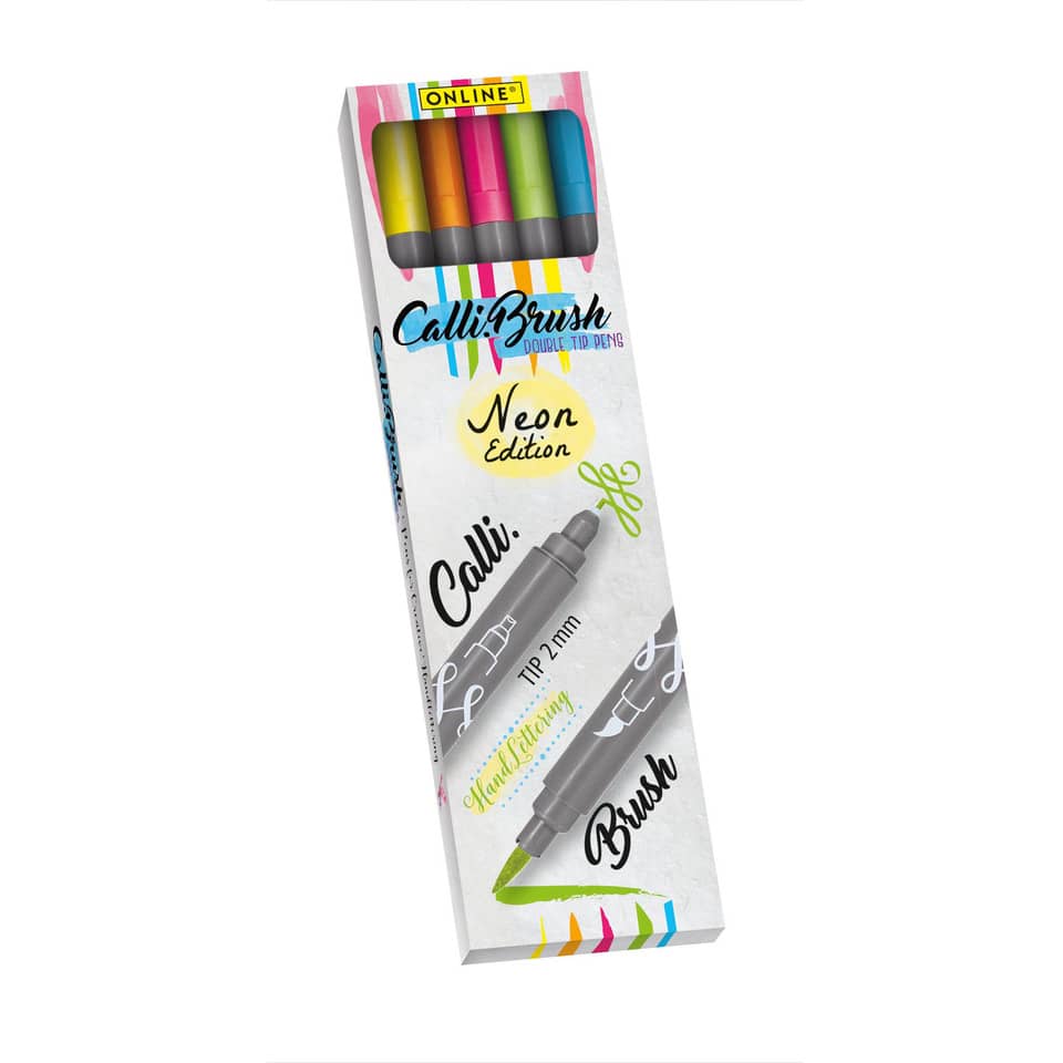 Faserschreiber Calli.Brush Duo - neon Farben, 5 Stück sortiert