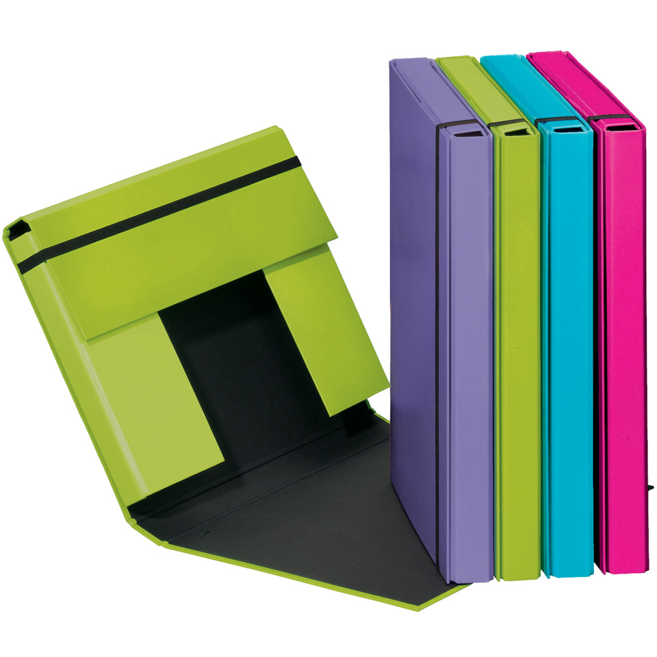 Heftbox Trend - A4, PP, 4 farbig sortiert, Gummizug