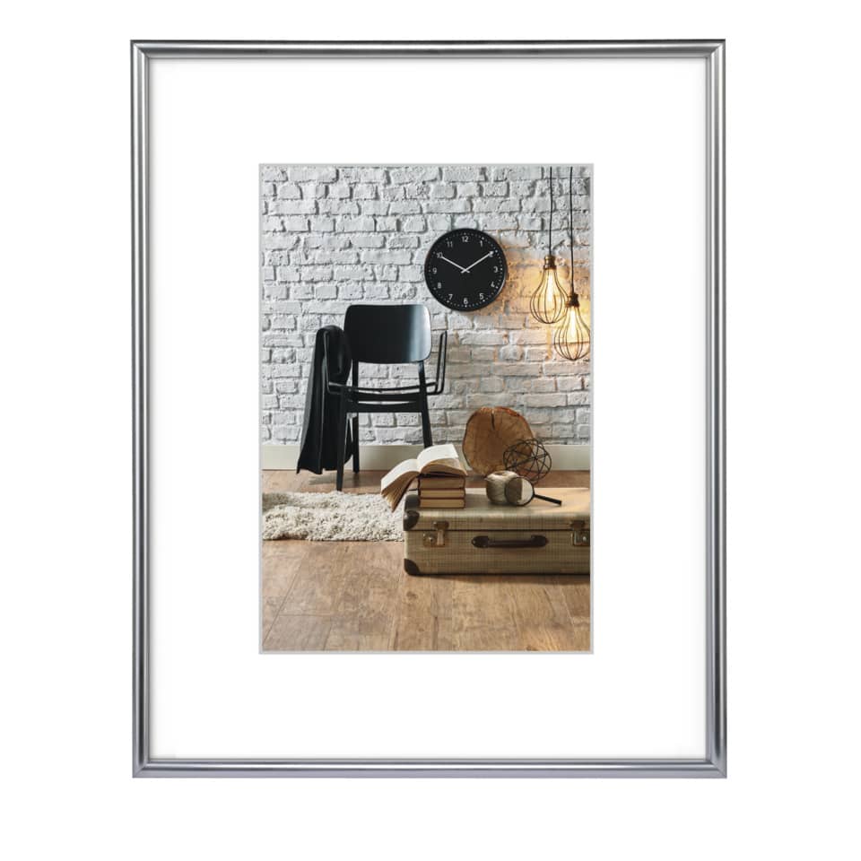 Kunststoff-Bilderrahmen SEVILLA Dekor - 21,0 x 29,7 cm (A4), silber matt