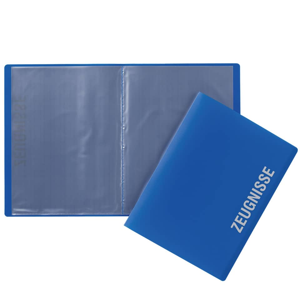Zeugnismappe - A4, 10 Hüllen, PP, blau