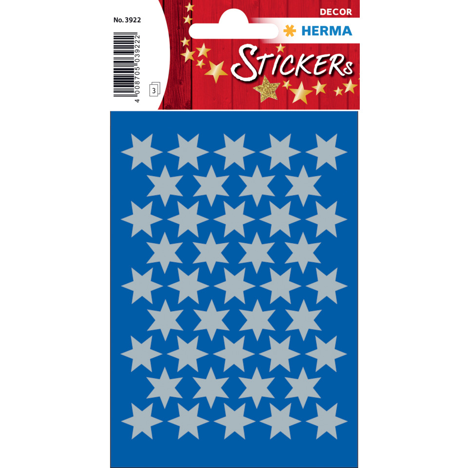 3922 Sticker DECOR Sterne 6-zackig, silber Ø 14 mm