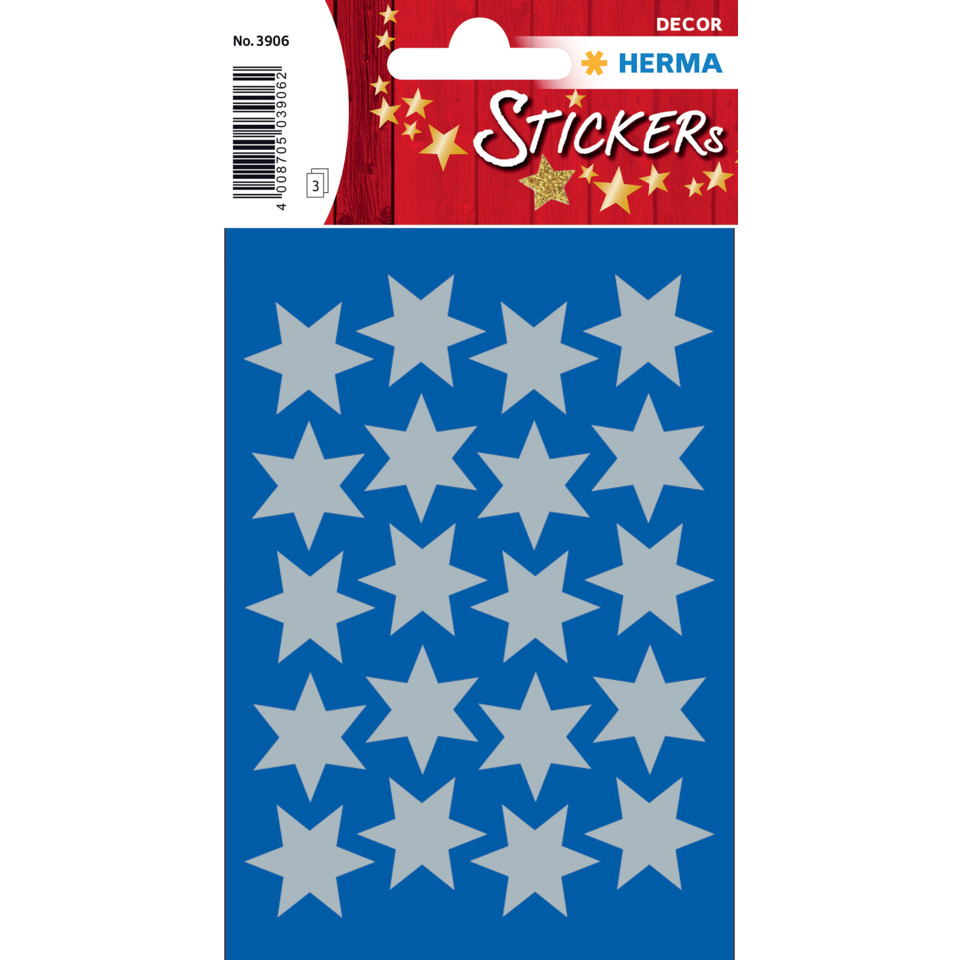 3906 Sticker DECOR Sterne 6-zackig, silber Ø 21 mm