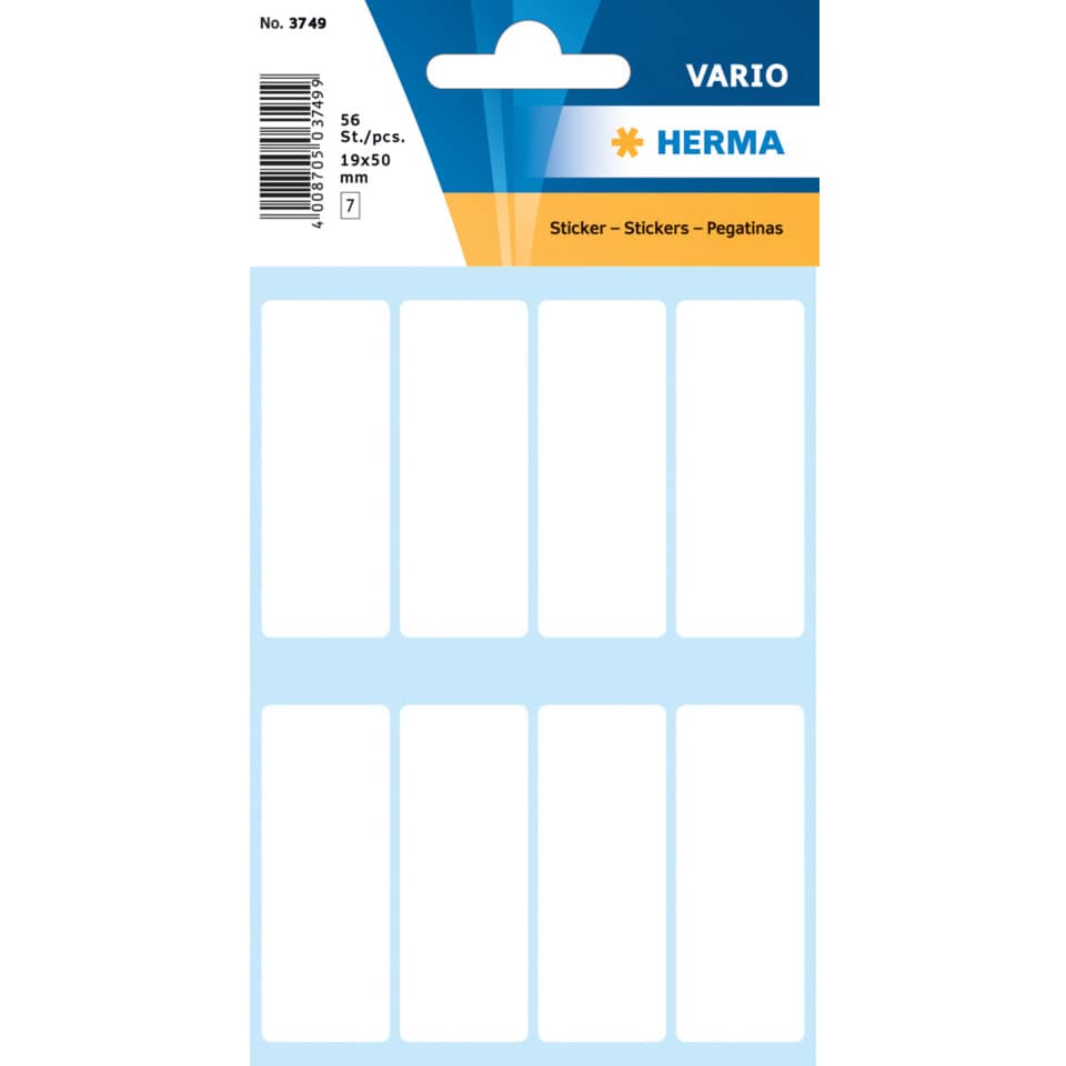 3749 Vielzwecketiketten weiß 19x50 mm Papier matt 56 St.