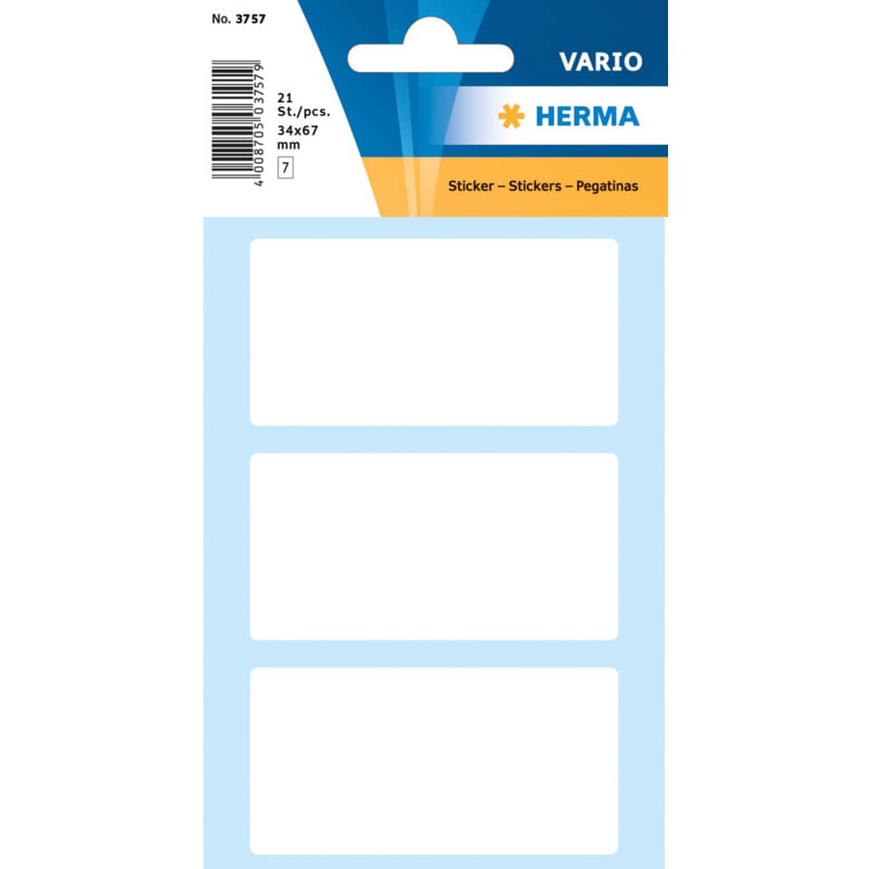 3757 Vielzwecketiketten weiß 34x67 mm Papier matt 21 St.