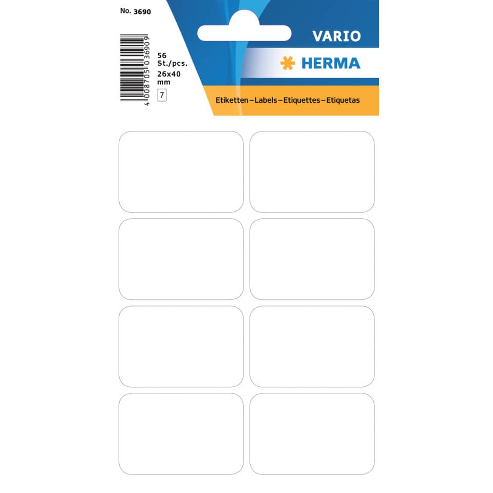 3690 Vielzwecketiketten weiß 26x40 mm Papier matt 56 St.