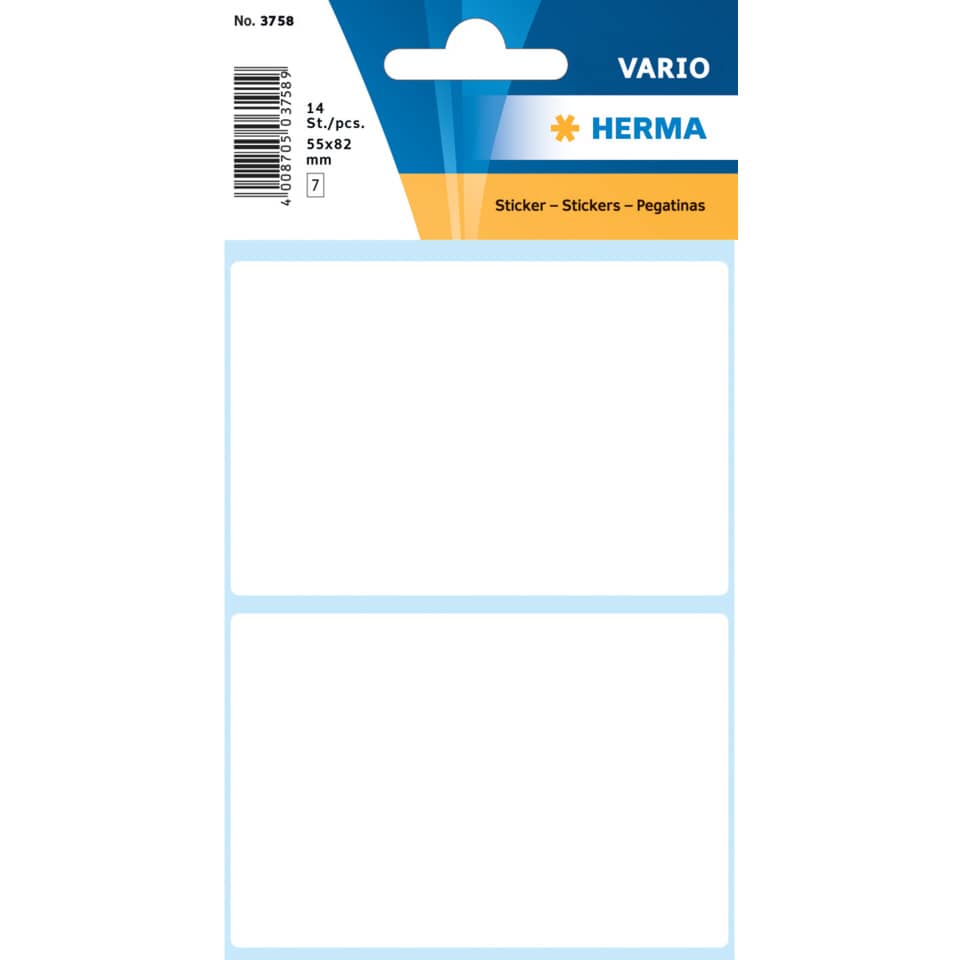 3758 Vielzwecketiketten weiß 55x82 mm Papier matt 14 St.