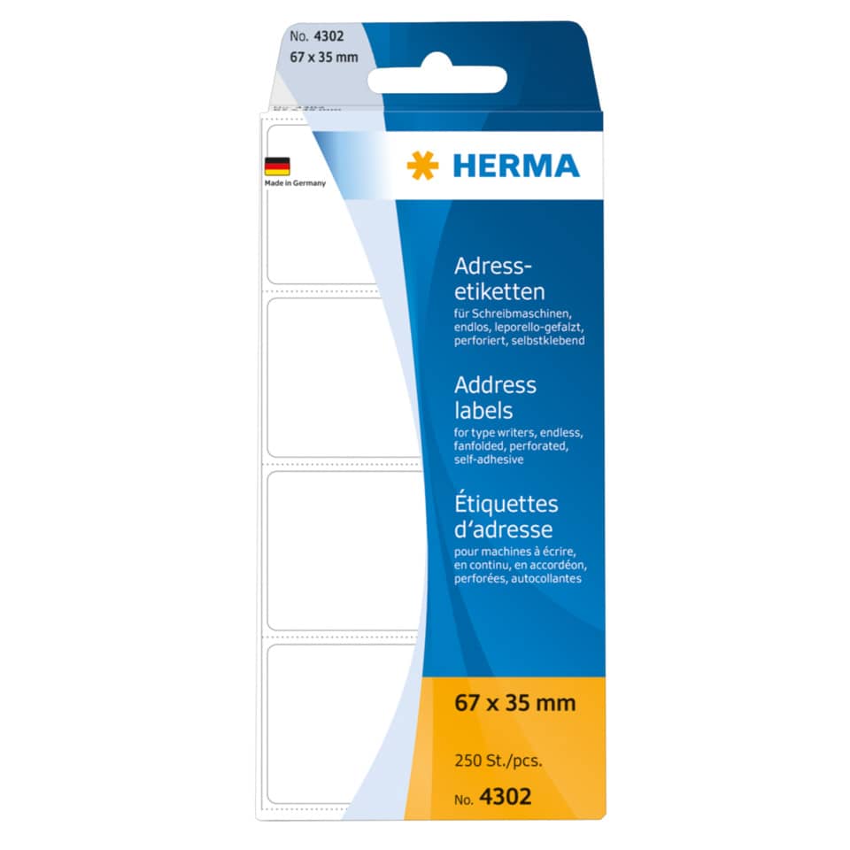4302 Adress-Etiketten - 67 x 35 mm, selbstklebend, 250 Stück