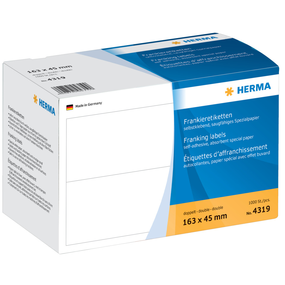 4319 Frankier-Etiketten - doppelt, 163x45 mm, 1000 Stück