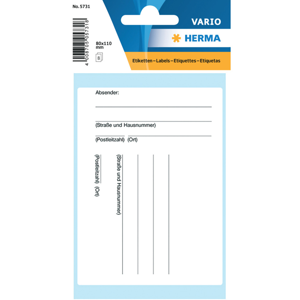 5731 Textetiketten Paketadressen 80x110 mm 8 St.