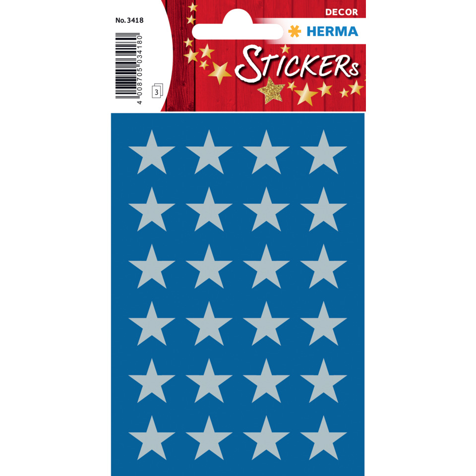 3418 Sticker DECOR Sterne 5-Zackig, silber Ø 15 mm