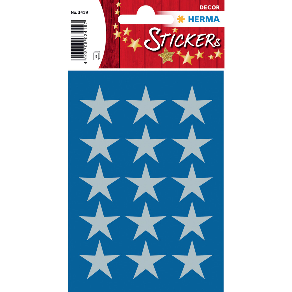 3419 Sticker DECOR Sterne 5-zackig, silber Ø 22 mm