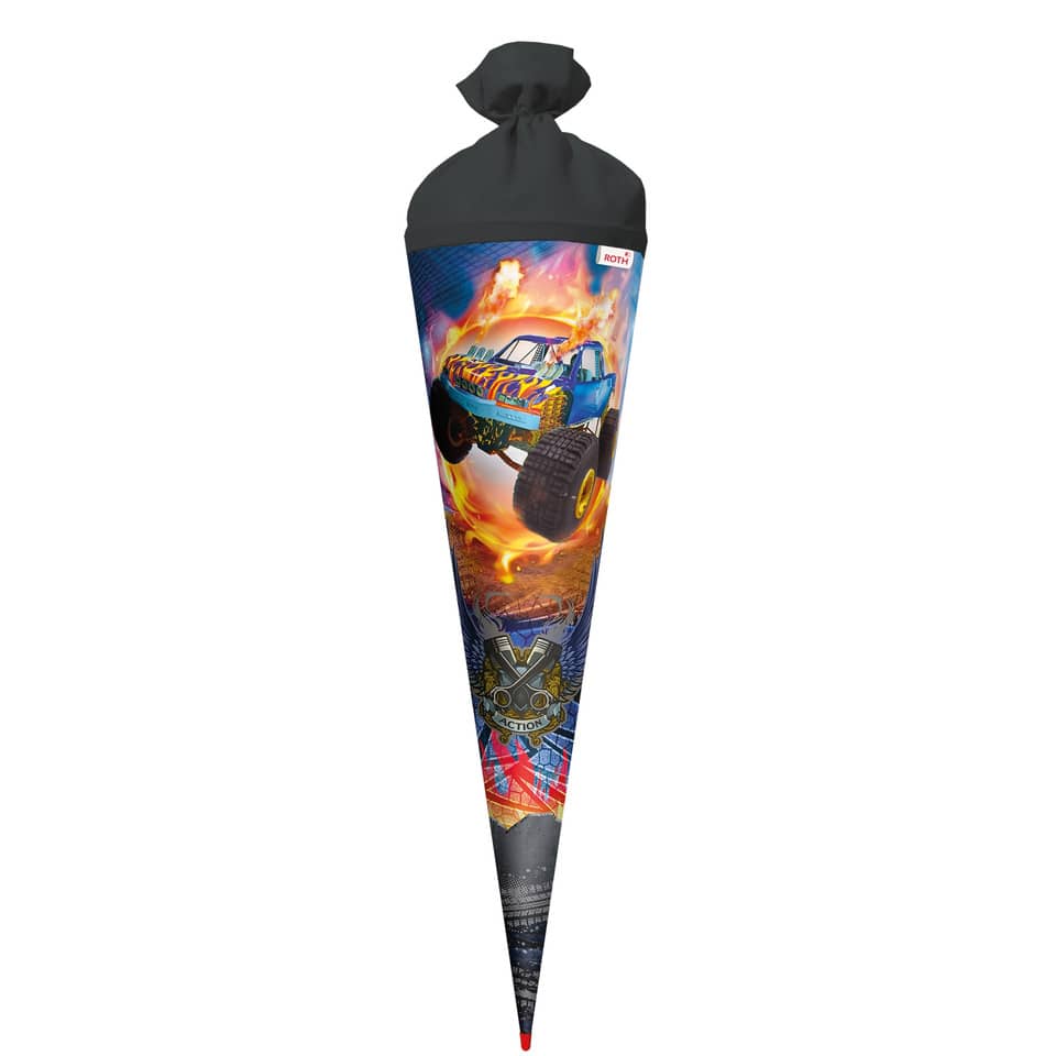 Schultüte Monstertruck Fire - rund, 70 cm