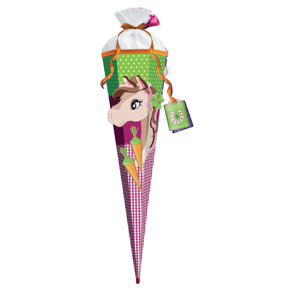 Schultüte Bastelset Pferd Huppi - sechseckig, 80 cm
