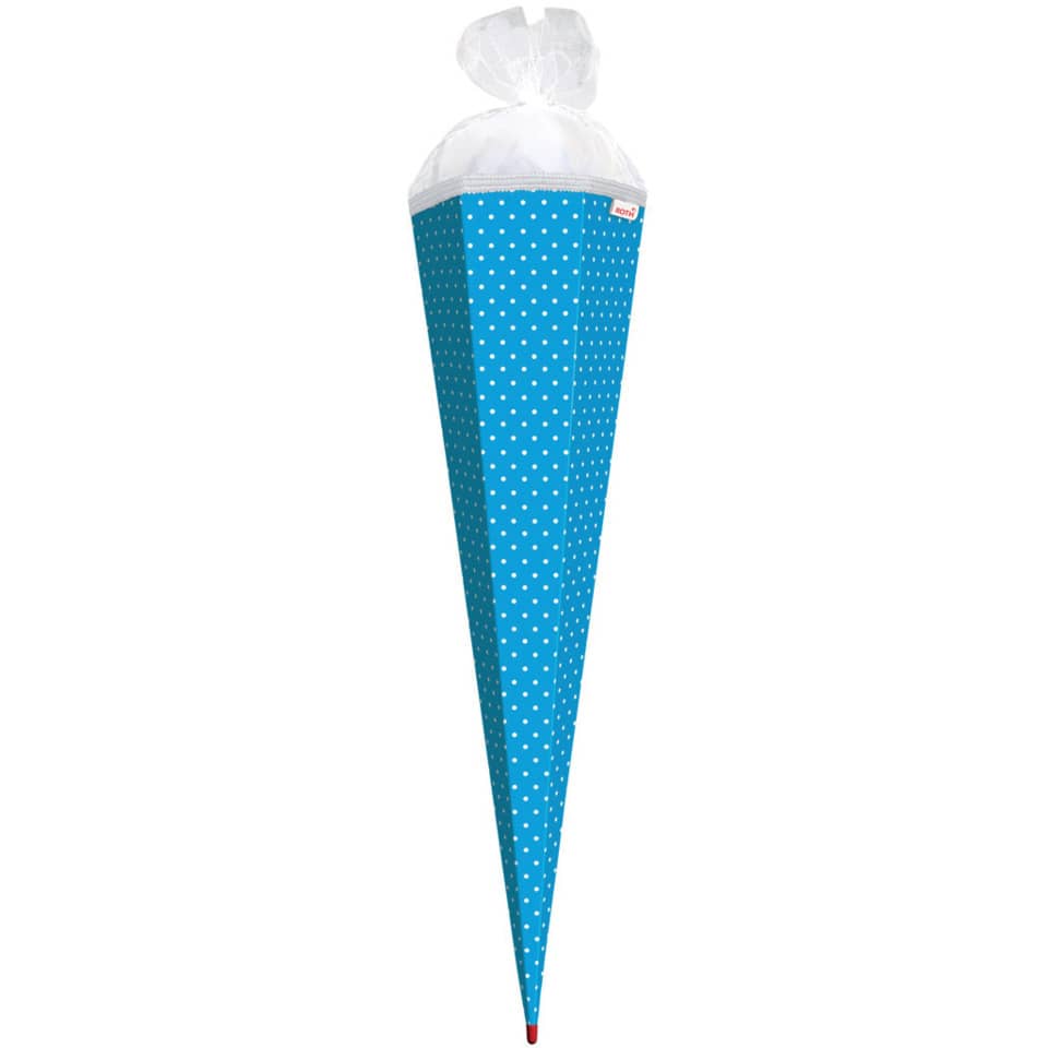 Schultüte Bastelset Punkte - hellblau, sechseckig, 85 cm